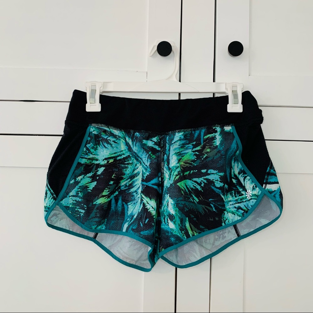 Athleta Green/Black Tropical Running Shorts Size XS